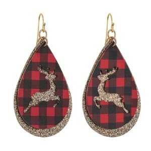Women's Reindeer Red Plaid Ear